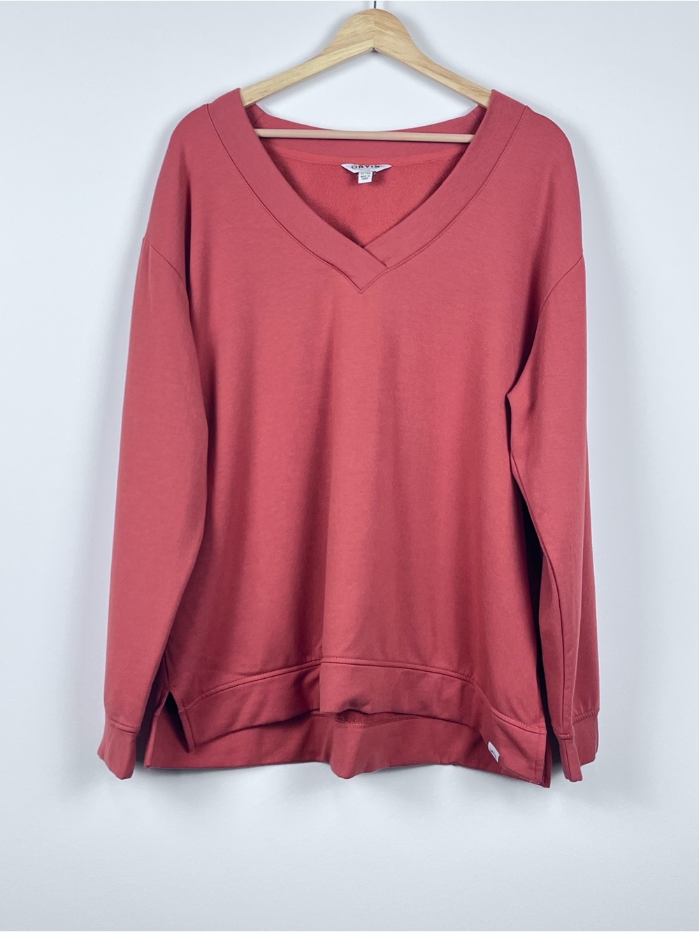 Orvis Women's Modal Blend Oversize Fleece Orange Sweatshirt Size XL; Athleisure